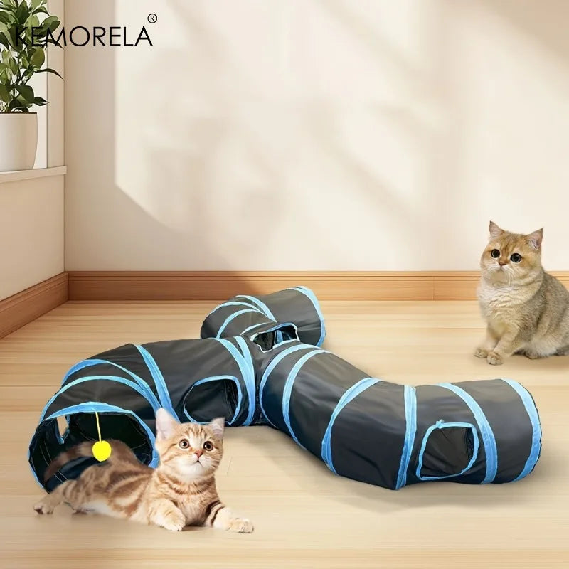 Tunnel per gatti Tunnel pieghevole per gattini Forniture per animali domestici T Cross Pass Tunnel da gioco Giocattolo per gatti Barile da trapano traspirante per carta forte per interni