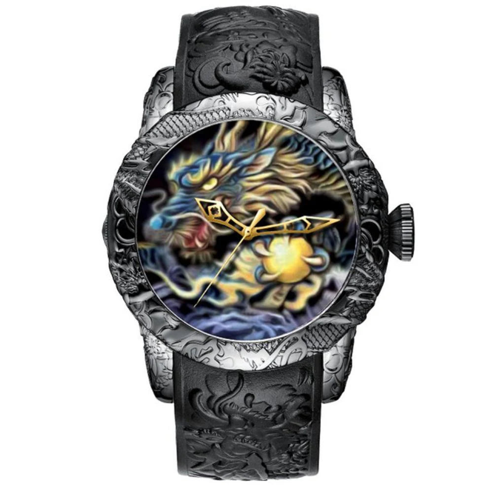 BIDEN impermeabile sport uomo orologi Dragon Design orologio al quarzo per uomo cinturino in Silicone orologio da polso orologio maschile Relogio Masculino