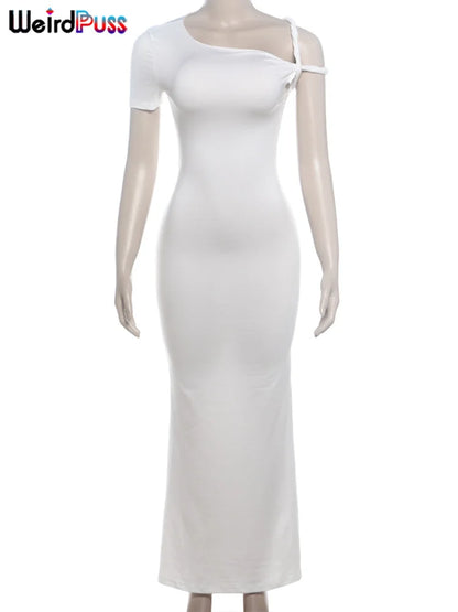 Strano gatto vestito dalla fasciatura donna estate sexy irregolare solido guaina chic elasticizzato a forma di corpo liscio festa di compleanno elegante aderente
