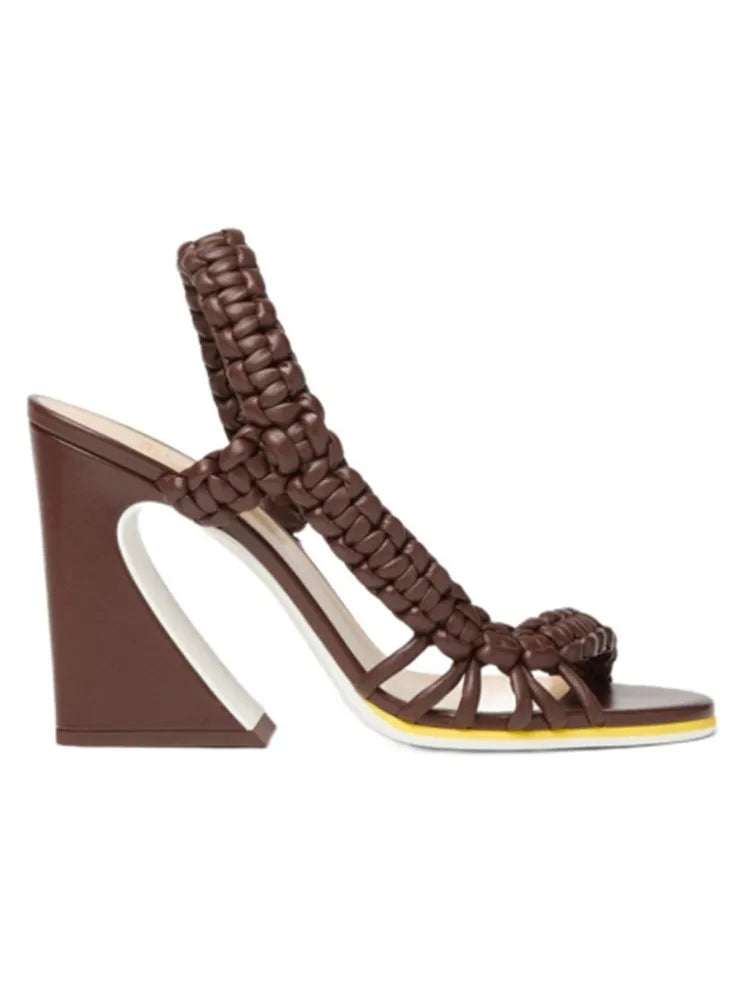Sandali Estivi da Donna con Tacco Alto Intrecciati, Stile Europeo e Americano, Moda Runway Plus