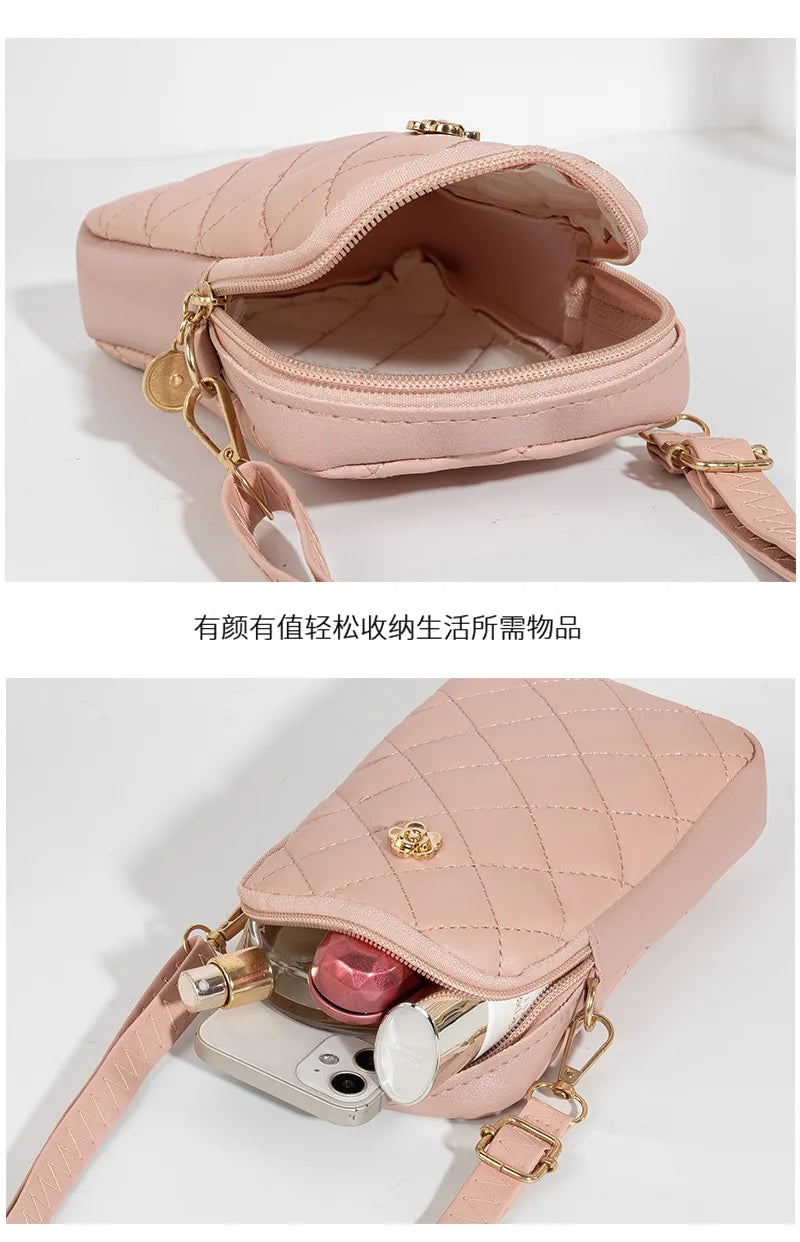Nuovo 2025 Nuova borsa a tracolla in PU Borse centinaia e semplici Mini borsa per cellulare da donna Borse a tracolla Borse quadrate piccole estive