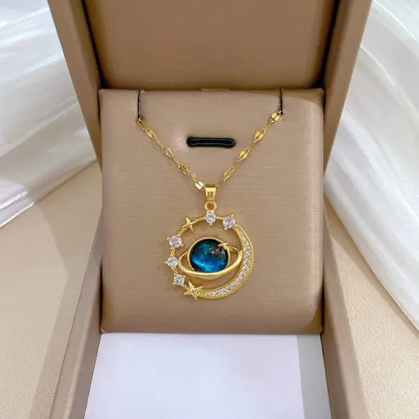 Squisito micro intarsiato zircone farfalla nappa collana per le donne gioielli girocollo in acciaio inossidabile luna farfalla fiore clavicola