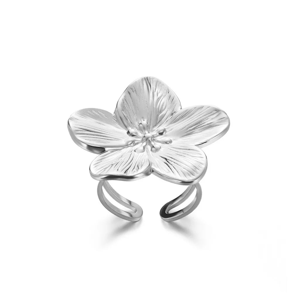 Anelli con fiori grandi esagerati in acciaio inossidabile per le donne Anello da dito con girasole color oro Regalo di gioielli estetici di moda femminile