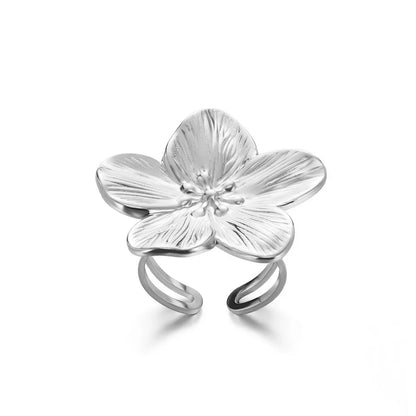 Anelli con fiori grandi esagerati in acciaio inossidabile per le donne Anello da dito con girasole color oro Regalo di gioielli estetici di moda femminile
