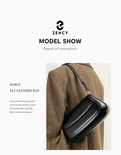 Borse di lusso Zency per donna, in vera pelle, stile francese, borsa a tracolla estiva da donna, borsa a spalla, borsa a tracolla sottobraccio.