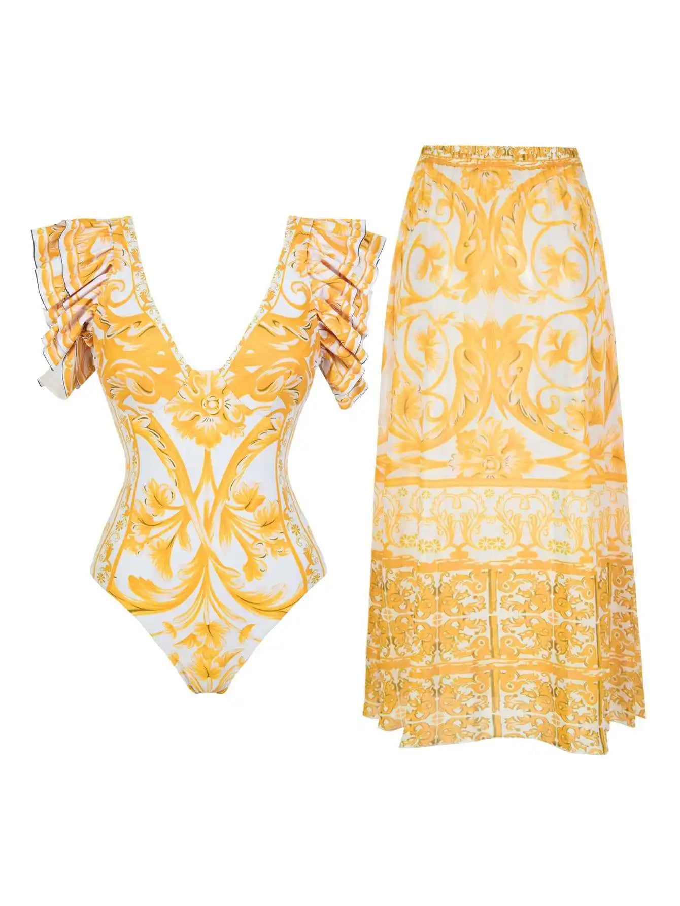 Costume da bagno floreale con stampa floreale con volant monospalla blu Set copricostume singolo micro monokini costumi da bagno sexy per ragazze Summer Beach