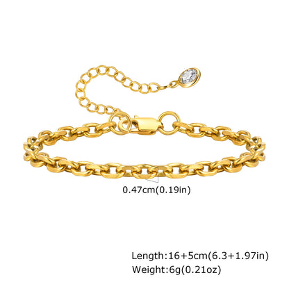 Bracciale in Acciaio Inossidabile Placcato Oro, Non Ossida, Impilabile per Donne, Sottile Catena a Spina di Pesce, Gioiello Impermeabile, Regalo