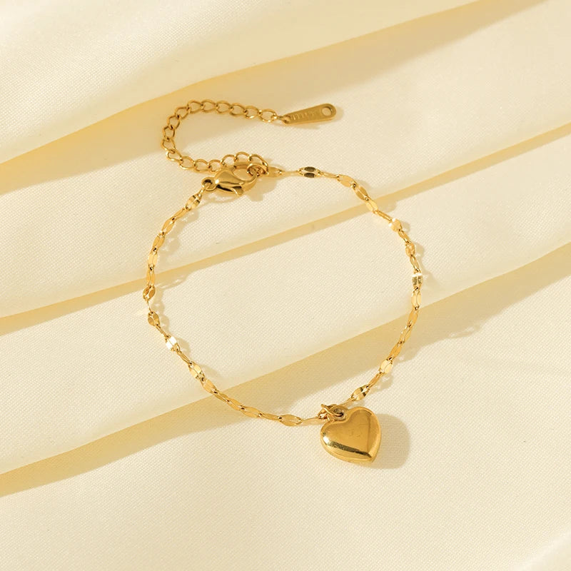 EILIECK Acciaio inossidabile 316L Cuore Amore Collana Bracciali Orecchini Set per le donne Nuovi gioielli impermeabili placcati oro 18 carati alla moda