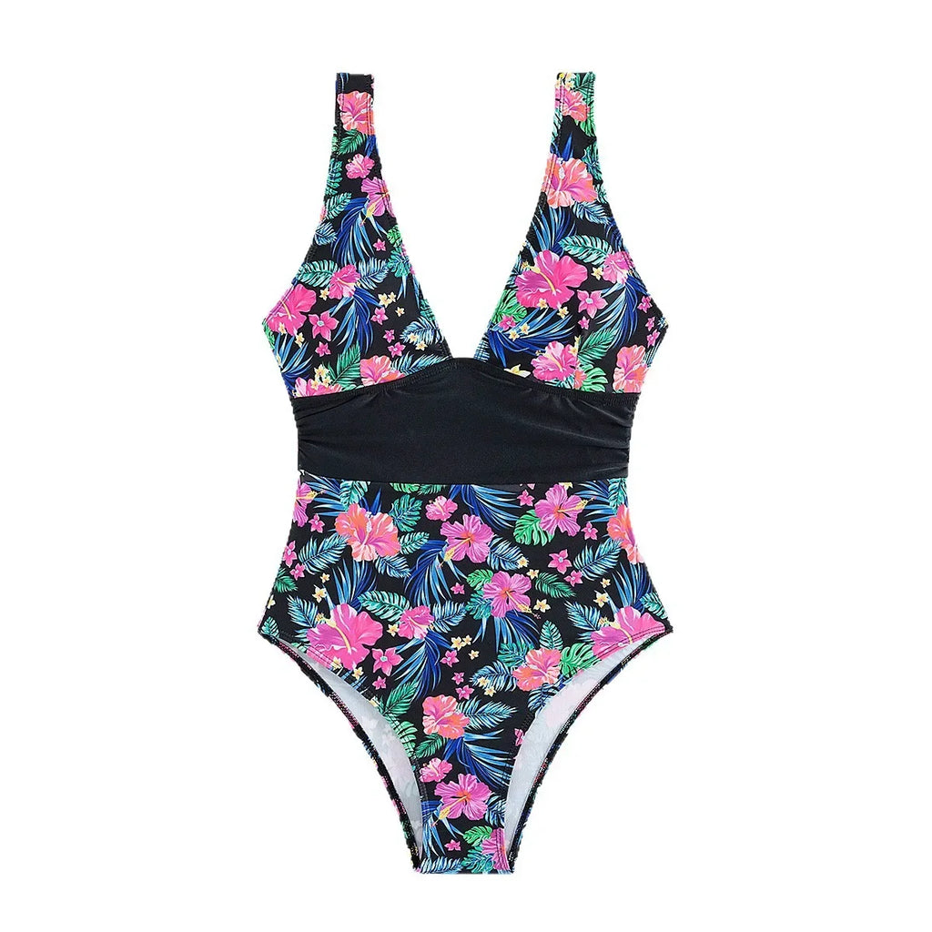 Sexy Backless V-Neck One-Piece Swimsuit 2025 New Print Ladies Bikini Fashionable Sportswear And Bag Accessories from Mainland Ch