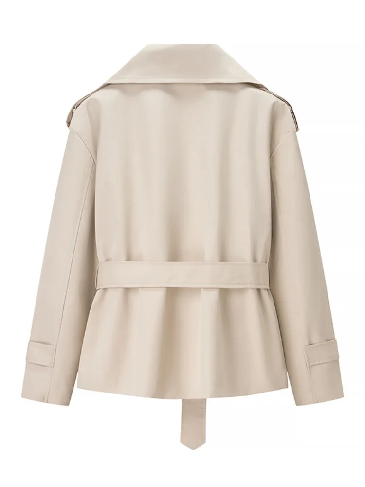 Trench lungo con lacci solido Moda donna Manica intera Risvolto monopetto Capispalla allentato Lady Autunno Cappotto Highstreet quotidiano