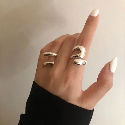 Anelli in Argento Sterling 925, Nuovi Gioielli da Festa, Charm Vintage, Design Geometrico a Doppio Strato, Accessori Regalo, Dropshipping