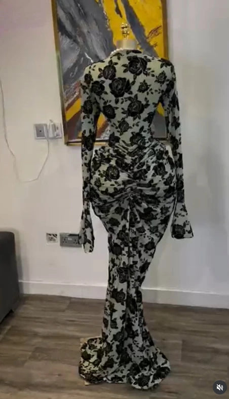 CM.YAYA 2025 Autunno Donna Manica lunga Maglia impilata Vedi anche con fodera Aderente Abito lungo da sera Compleanno Abiti da festa sexy