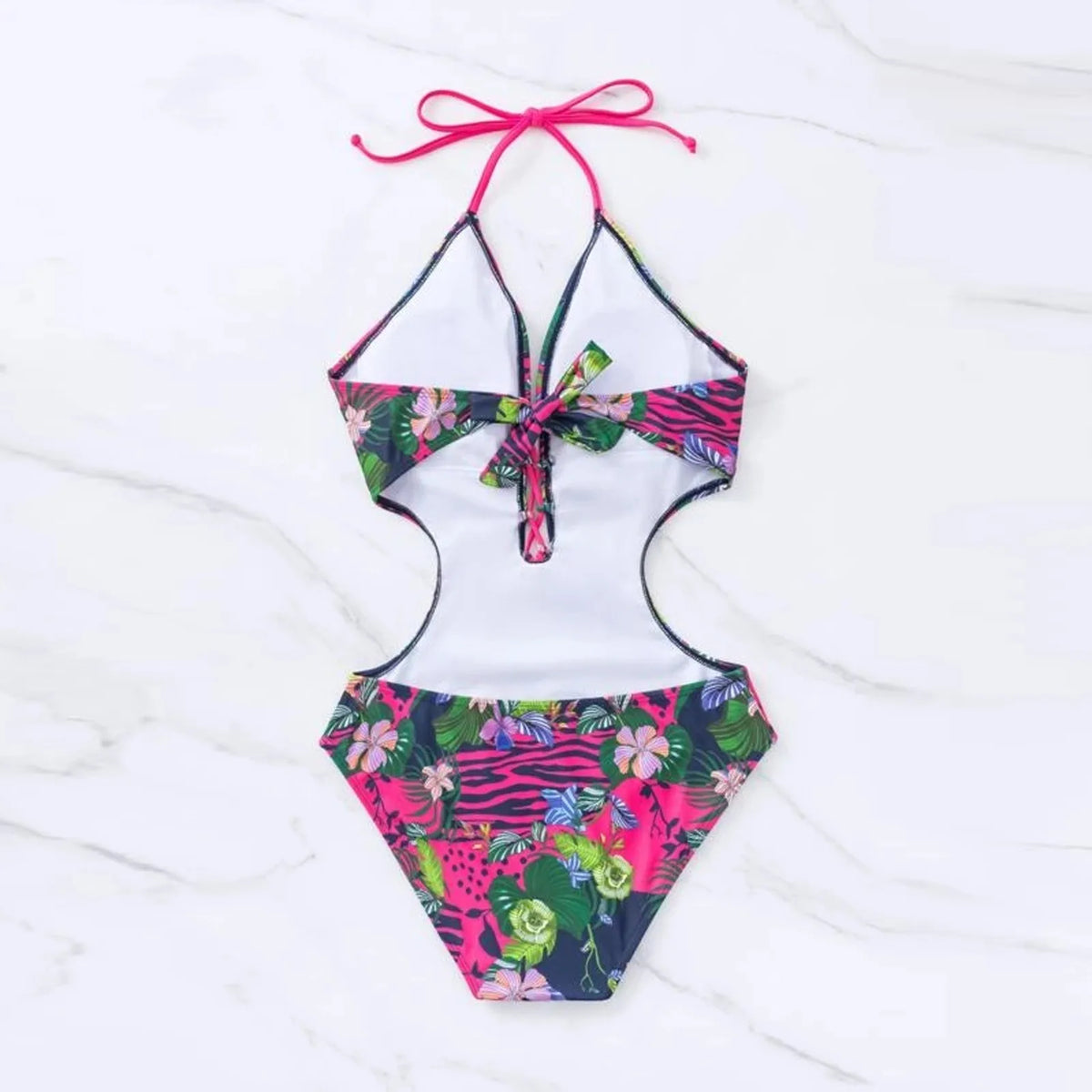 Women'S One-Piece Swimsuit With Crossed Ropes Tassels Chest Waist Cinching Swimwear Suits Backless Buckle Bikini For Women