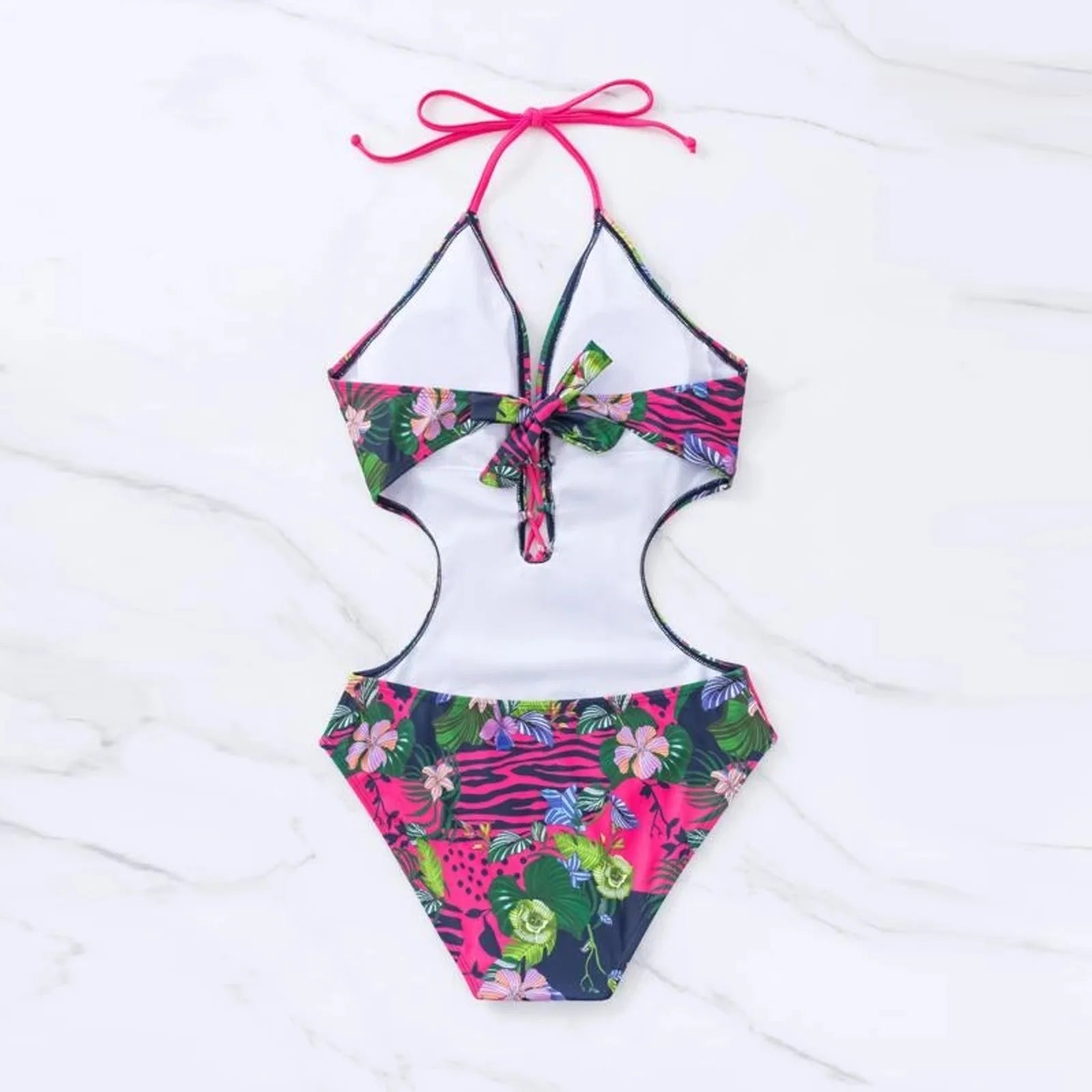 Women'S One-Piece Swimsuit With Crossed Ropes Tassels Chest Waist Cinching Swimwear Suits Backless Buckle Bikini For Women