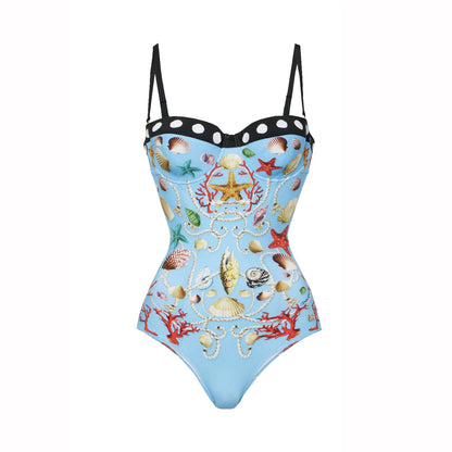 Push Up One Piece Swimsuit With Cover Up Sexy Swimwear Women 2025 Printed Swim Suits Female Bikinis Sliming Bodysuit Beachwear