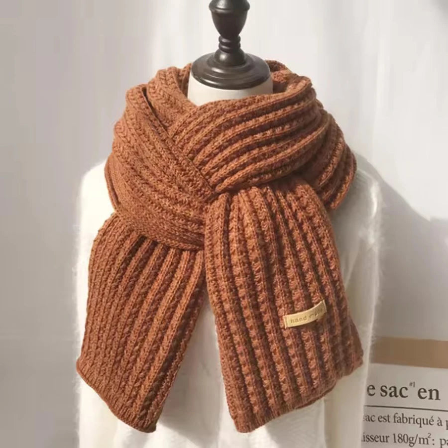 1Pc Sciarpa di lana lavorata a maglia spessa tinta unita Donna Uomo Inverno Caldo Collo Avvolgente di lana ispessita lavorata a maglia Scialle con frange spesse Uso quotidiano
