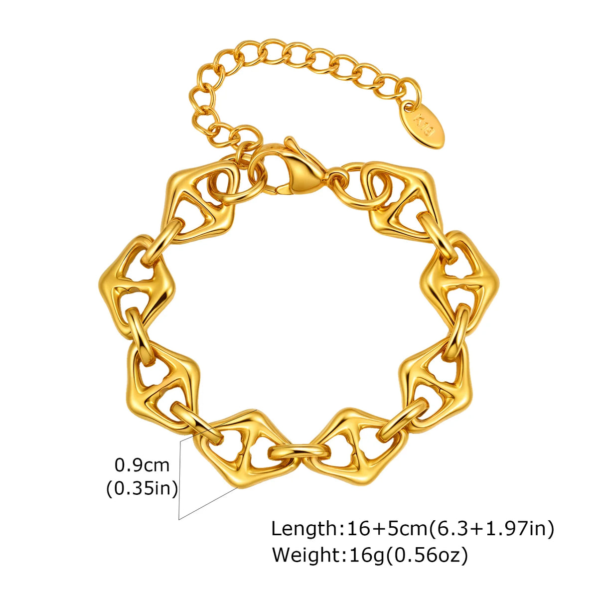Braccialetti a ginocchiera robusti e audace da donna, bracciale a catena a maglie con fibbia OT in acciaio inossidabile placcato oro senza appannamento