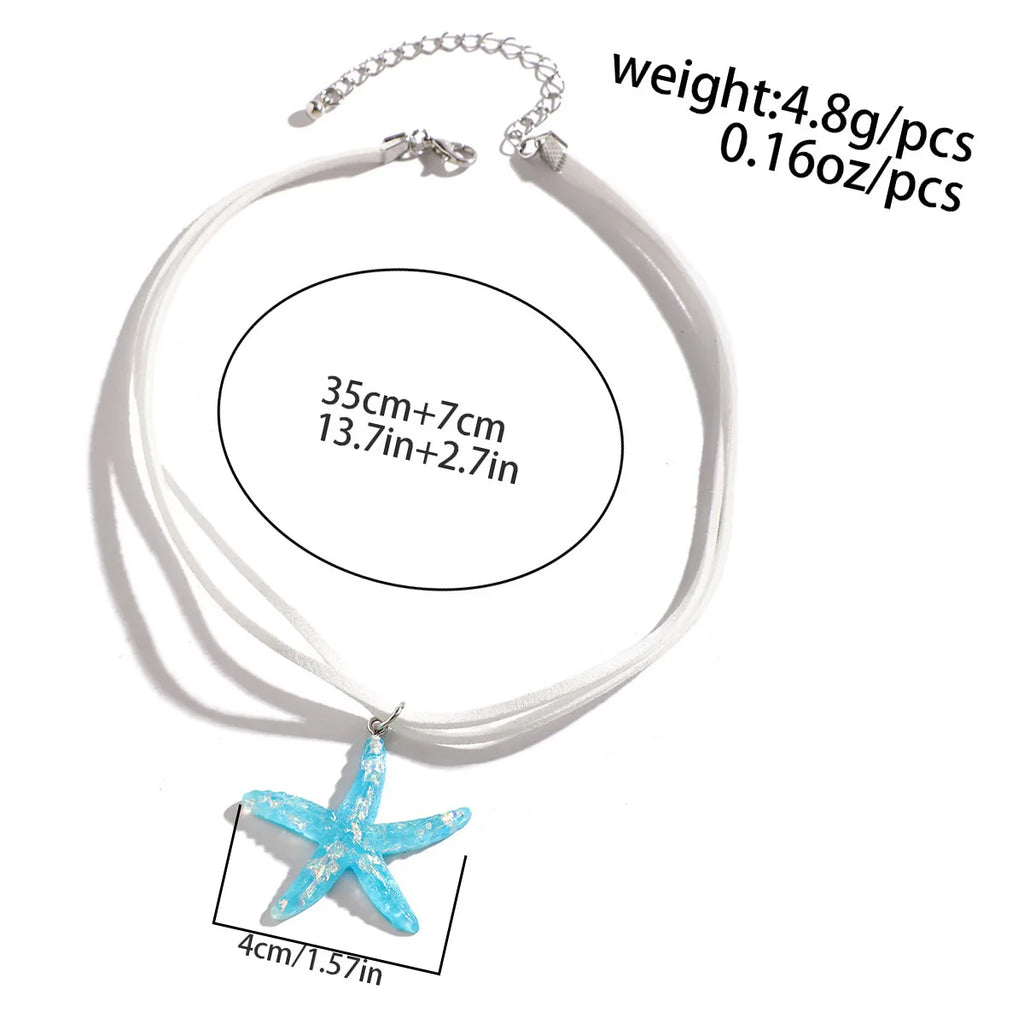 Trendy Summer Beach Vacation Jewelry on Neck Large Resin Starfish Pendant Necklace for Women Fashion Jewelry Gift Accessories