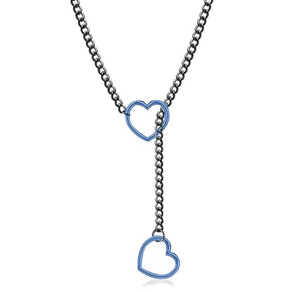 ZAKOL Collana a maglie cubane regolabile in acciaio inossidabile Collana a forma di Y con cuore cavo Accessori per feste in stile punk rock