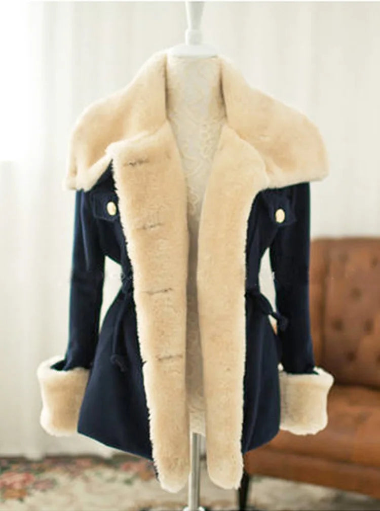 Giacche autunnali e invernali da donna Casual Solid Slim spessa doppiopetto College Wind giacche di cotone femminili