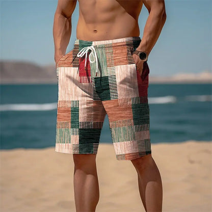 2025 Pantaloncini da spiaggia hawaiani estivi Vacanza Casual Stampa scozzese colorata Abbigliamento sportivo Tronchi ad asciugatura rapida Pantaloncini da ghiaccio Costume da bagno Hawaii