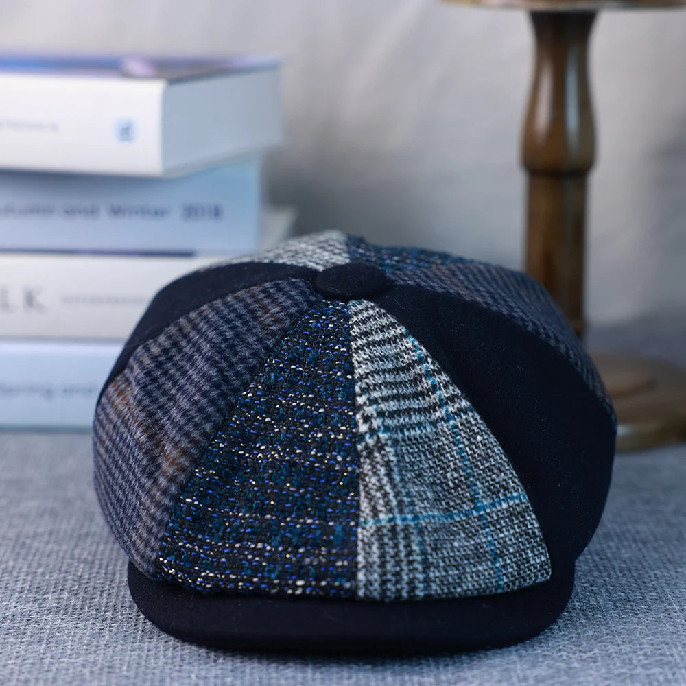 Primavera Autunno Inverno Uomo Classico Splicing Cappelli Ottagonali Retro British Newsboy Cap Gatsby Donna Uomo Berretti Berretto 005