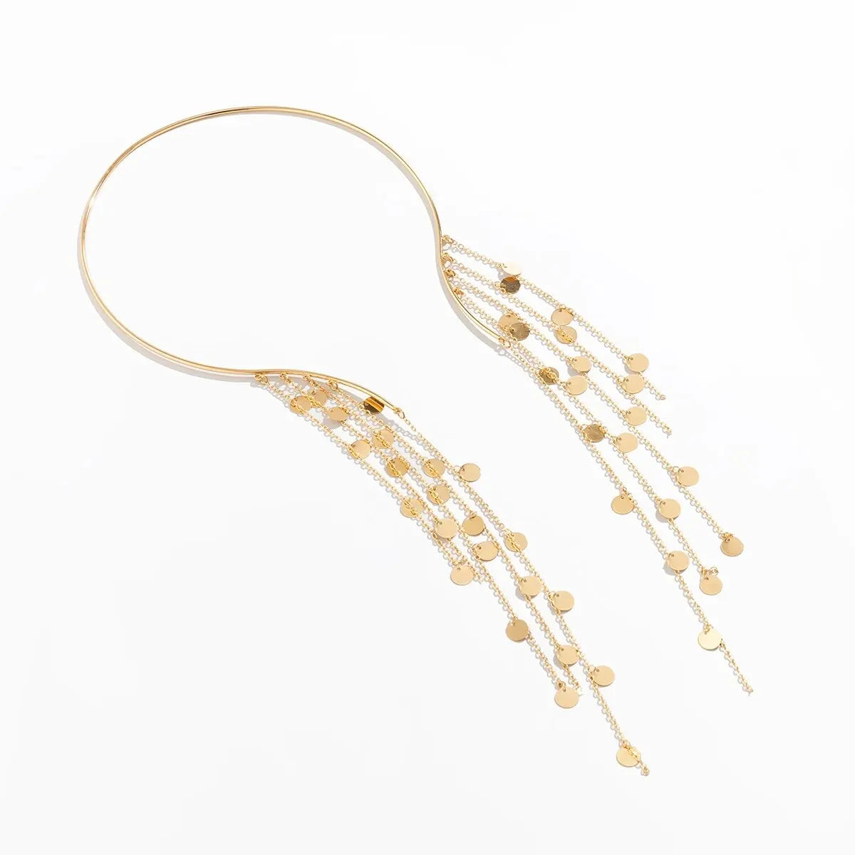 Sexy Goth lungo nappa paillettes imitazione perla ciondolo aperto Torques collana girocollo per le donne Vintage petto catena mer accessori