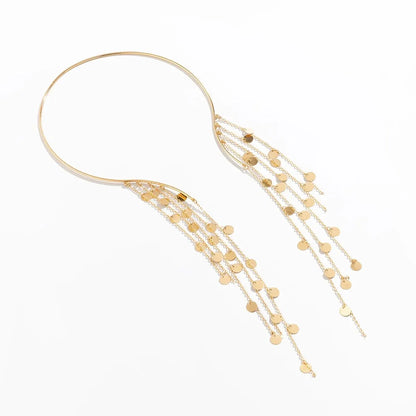 Sexy Goth lungo nappa paillettes imitazione perla ciondolo aperto Torques collana girocollo per le donne Vintage petto catena mer accessori