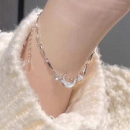 Braccialetti con fiori di ciliegio in cristallo rosa brillante per donne e ragazze, braccialetto con fiore a luna dolce e zirconi, gioielli estetici da festa