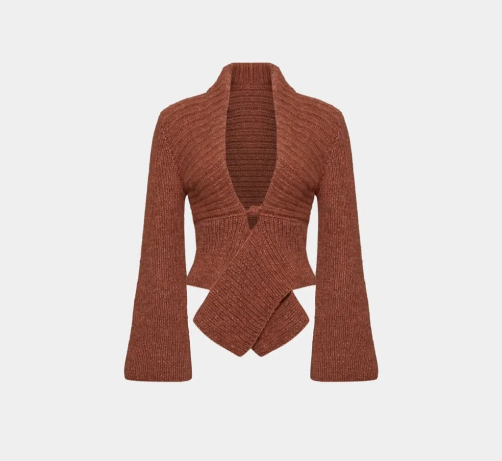 Tuularose Autunno Cardigan lavorato a maglia da donna New Vintage scava fuori maglione a maniche lunghe 2025 Casual Streetwear Top in maglia bianca femminile