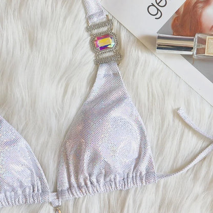 nuovo costume da bagno in due pezzi con strass 2026 cristallo di lusso perizoma Sexy perizoma Bikini Set costumi da bagno da donna costume da bagno Sexy da spiaggia