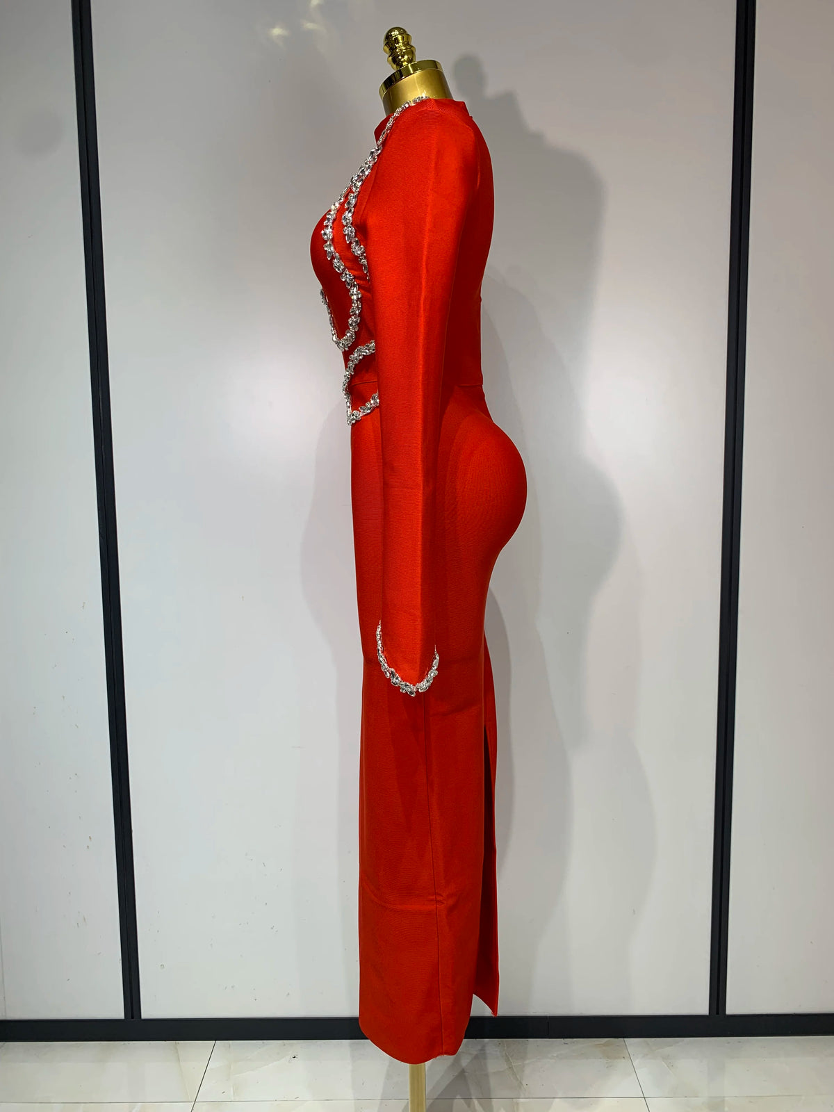 Abito da donna sexy a maniche lunghe con diamanti maxi lungo aderente con fasciatura 2025 Abiti da compleanno di lusso per feste da sera eleganti per celebrità
