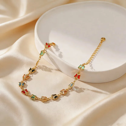 Bracciale con zirconi colorati per donna, accessorio gioiello di alta gamma, dolce e lussuoso
