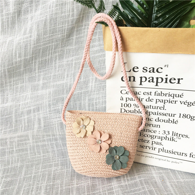 Borsa a tracolla in tessuto di paglia per bambini estivi belle ragazze borse portamonete piccole borse a tracolla per bambini Mini portafoglio principessa
