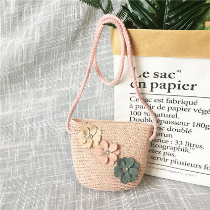Borsa a tracolla in tessuto di paglia per bambini estivi belle ragazze borse portamonete piccole borse a tracolla per bambini Mini portafoglio principessa