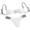 2 pezzi/set donna costume da bagno diviso bikini set fionda fascia reggiseno imbottito texture antirughe slip set moda costumi da bagno sexy