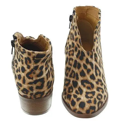 High Heel Boot Women Sexy Pointy Thick Heel Boots Party Leopard Print  Shoe Ladies Outdoor comfortable casual women's boots