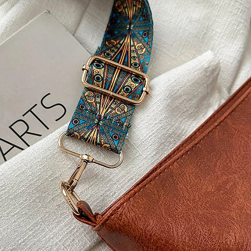 Borsa a tracolla larga con tracolla geometrica Borse a tracolla di grande capacità per donna, borsa da donna retrò in pelle PU per lo shopping e i viaggi
