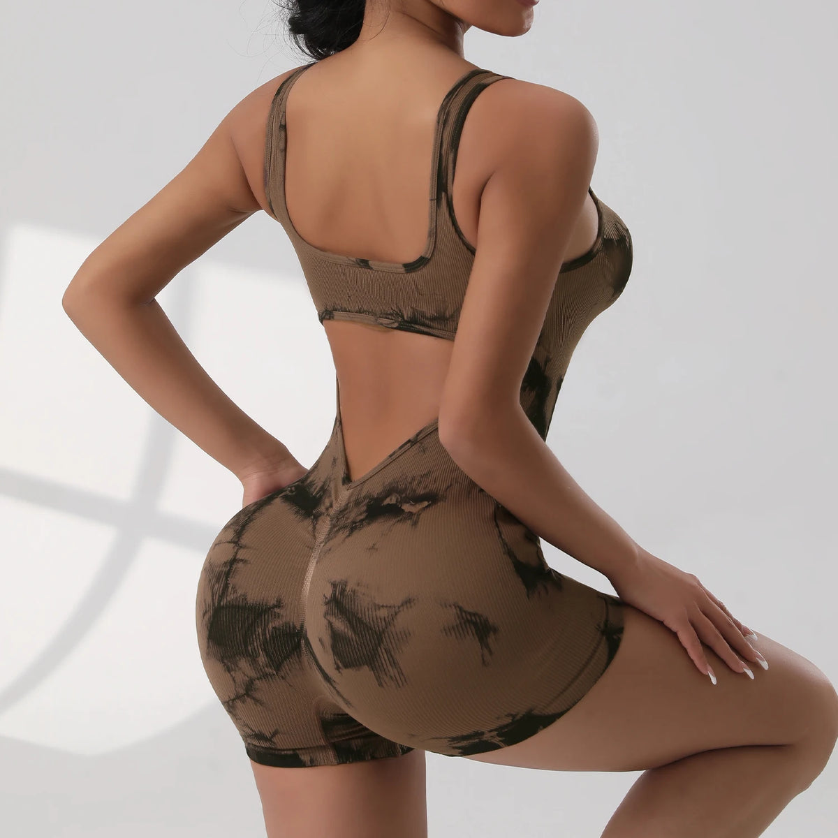 Tuta Sportiva Sexy con Schiena a V e Arricciatura, Senza Maniche, per Donna, Abbigliamento Casual e da Yoga