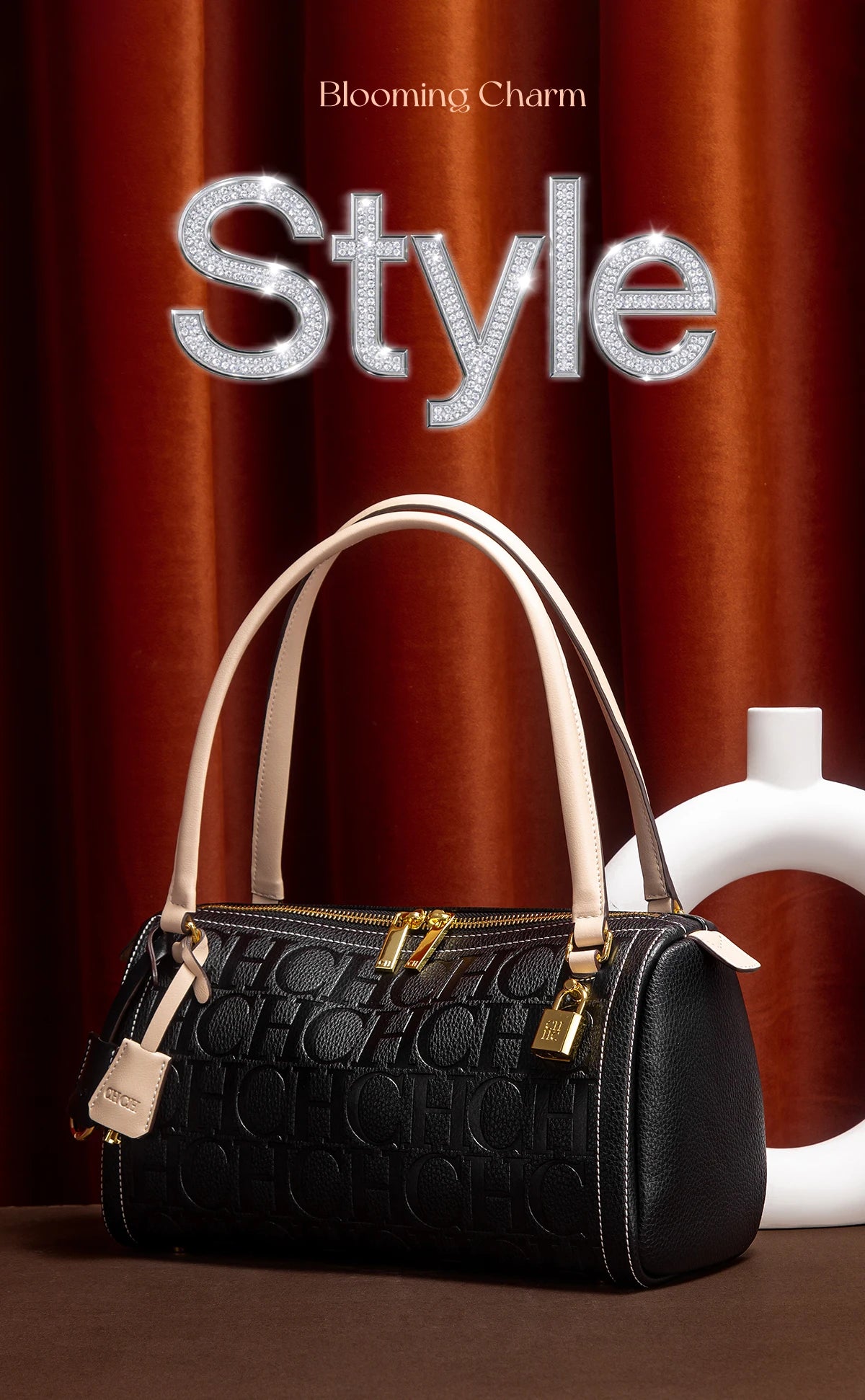 CH Borsa Boston da donna Autunno Inverno Nuova collezione Borse a tracolla con texture design a lettera