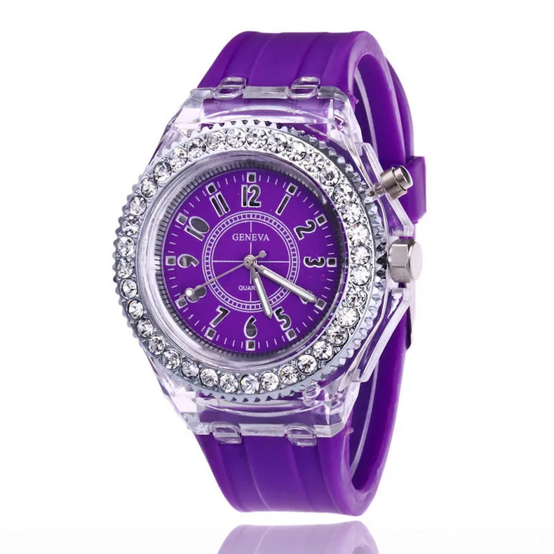 led Flash Orologio luminoso Tendenze della personalità studenti amanti gelatine donna orologi da uomo 7 colori luce Orologio da polso bayan kol saati