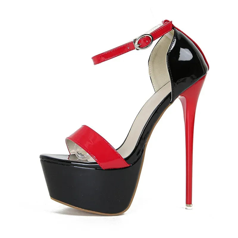 Estate 2025 Moda Color Block 17,5 cm Sandali con tacco ultra alto Scarpe da donna Sexy Open Toe Sandali con plateau con tacco sottile Femmes