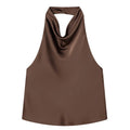 Women's Tops Sexy Satin Halter Top Female Fashion Solid Elegant Backless Vest 2026 New Summer Off Shoulder Camisole Top Women