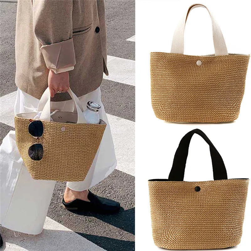 Borsa a tracolla a tracolla in paglia da spiaggia borsa a tracolla a secchiello in Rattan intrecciato estivo bohémien da donna borse a tracolla fatte a mano per le donne