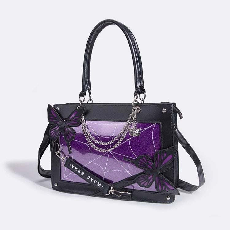Sweet Y2k Lolita Butterfly Chain borse a tracolla Trendy Gothic Harajuku Ita Bag Japanese Chic Women borse trasparenti Crossbody