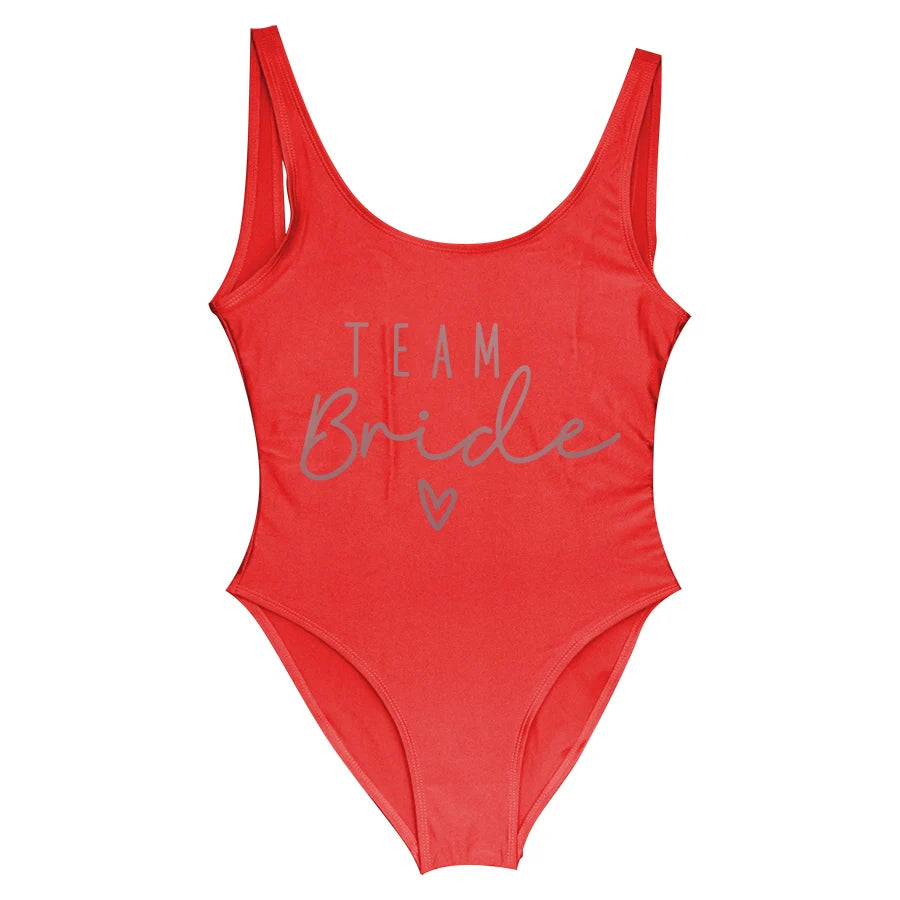 S-3XL Maillot de bain blanc une pièce Équipe de la mariée Maillot de bain de fête de célibataire pour femme Maillot de bain de poule Maillot de bain de piscine