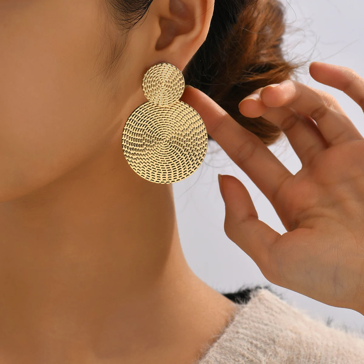 Aretes De Mujer Orecchini rotondi in metallo geometrico alla moda della Boemia per gioielli da sposa di moda da donna