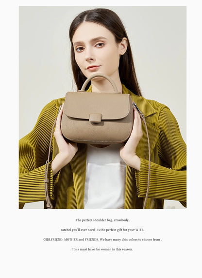 Zency Borsa a tracolla piccola semplice in vera pelle con manico superiore Borsa a tracolla firmata da donna Borsa a tracolla Bolsa 2025 Sac