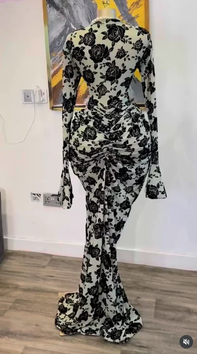 CM.YAYA 2025 Autunno Donna Manica lunga Maglia impilata Vedi anche con fodera Aderente Abito lungo da sera Compleanno Abiti da festa sexy