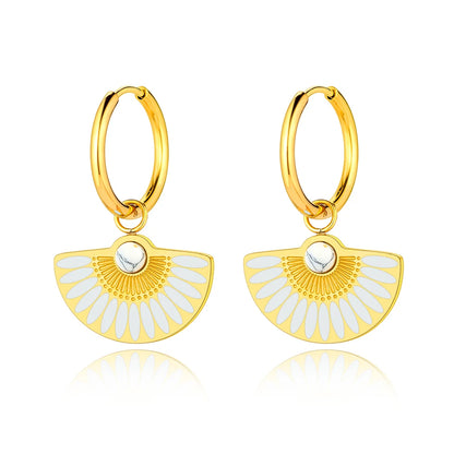 Lokaer Trendy Bohemia Fan Hoop orecchini per donna ragazze orecchini in acciaio inossidabile placcato oro 18 carati fatti a mano con smalto colorato E22200